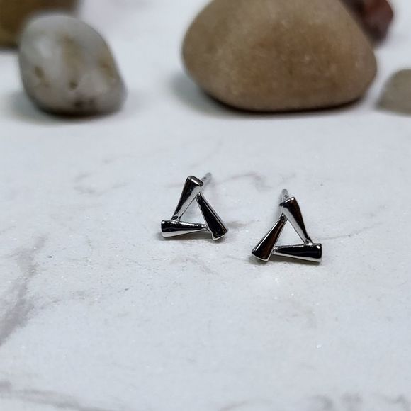 925 silver stamped studs silver tiny minimalist - Picture 5 of 5